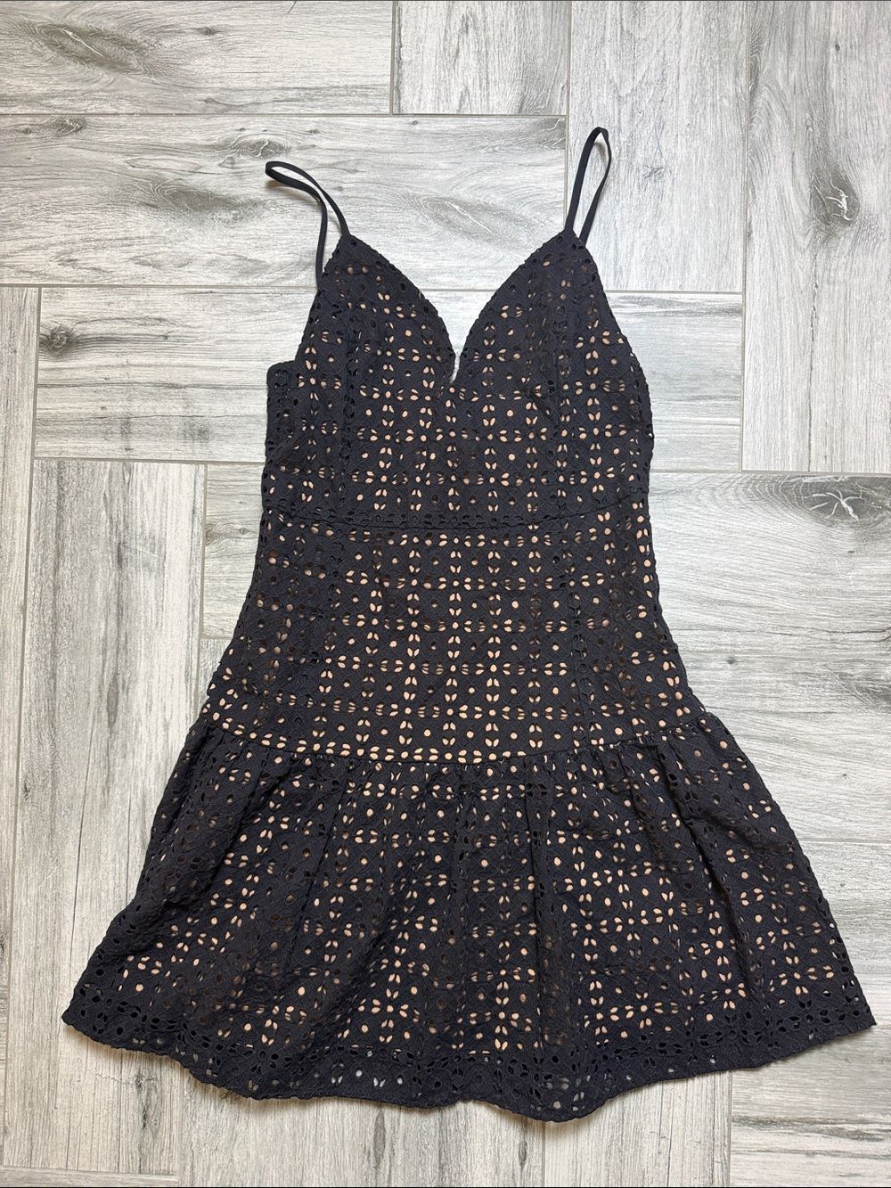 MICHAEL Michael Kors Black Eyelet Spaghetti-Strap Mini Dress